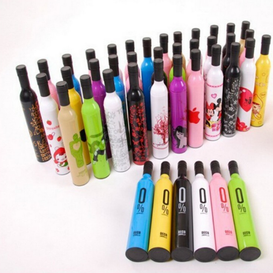 wedding waterbottle shape colorful wine bottle UV coated cute rain umbrella