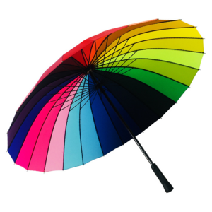 Big Bright Multicolor Rainbow Golf Umbrella 24 Pieces Umbrella Metal Frame Oversized Umbrella