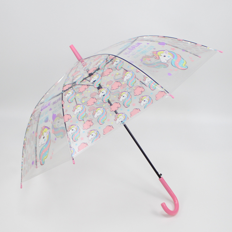 Cute  unicorn print children clear Transparent kids Umbrella