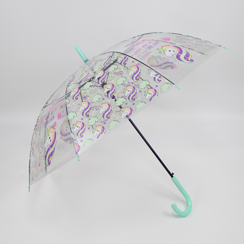 Cute  unicorn print children clear Transparent kids Umbrella