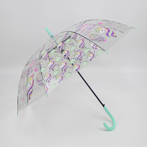 Cute  unicorn print children clear Transparent kids Umbrella