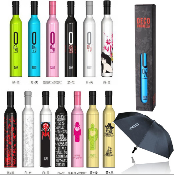 Hot cheap promotion gift folding cheap beer wine bottle umbrella