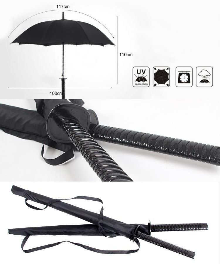 Japanese style Automatic Straight Umbrella, Chinese Supplier Samurai sword handle Printable logo Umbrella*