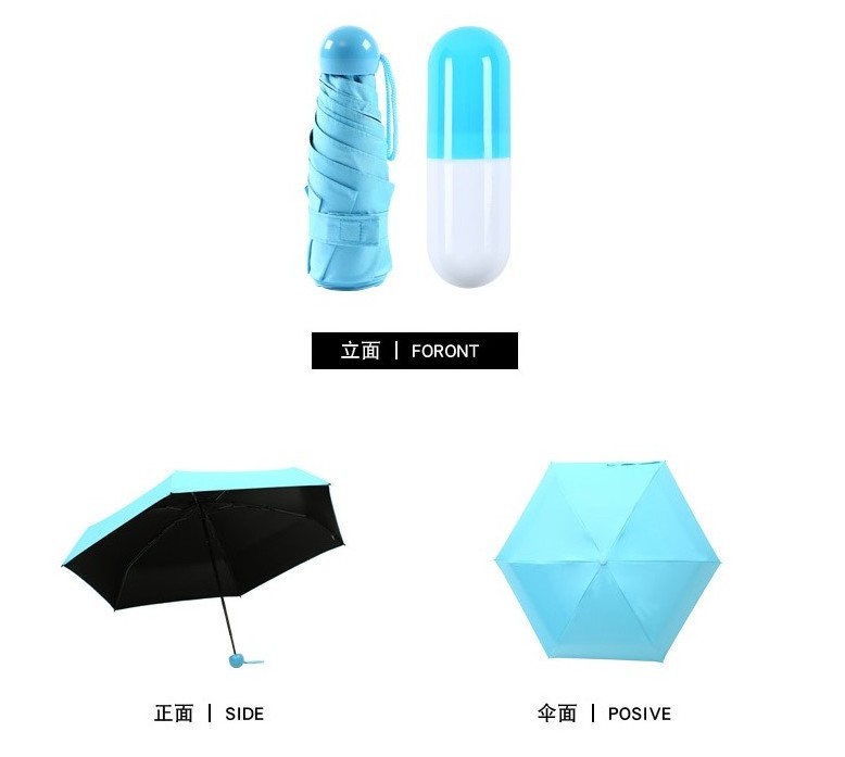 Wholesale Custom Capsule Case 5 folding umbrella, Newproducts Mini pocket umbrella Folding Umbrella*