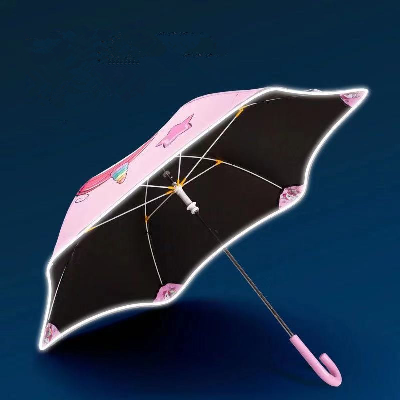 Creative Custom Printing Child Umbrella Black Coating Safe Blunt Round Corner Straight Umbrella for Kids