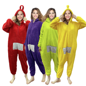 WanBao Manufancture Women Men Animal Teletubbies Cartoon Plush Flannel adult onesie jumpsuit onesie pajamas