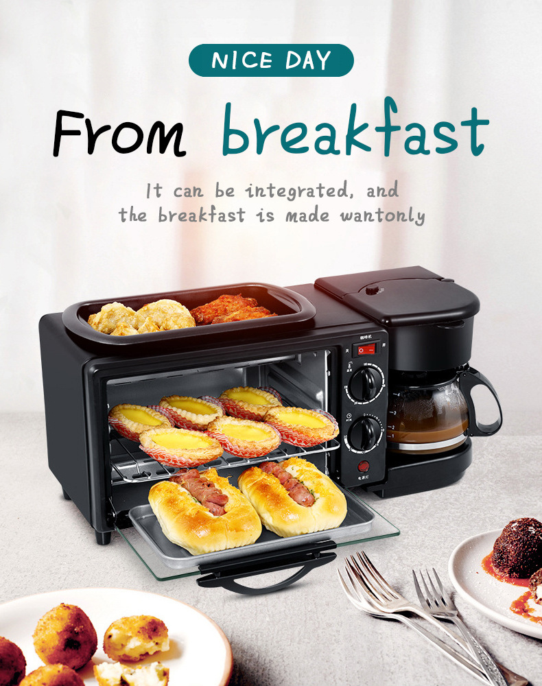 Multifunctional Breakfast Machine 3 In 1 Automatic Electric Bread Toaster Oven 3 In 1 Breakfast Maker