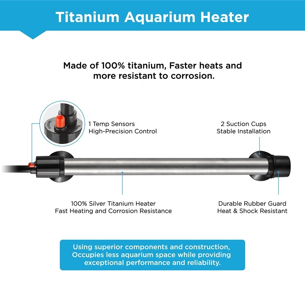 WEIPRO 100W/200W/300W/500W Submersible Fish Tank Heater with LED Digital Temperature Controller, Titanium Aquarium Heater