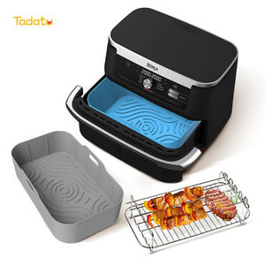 10.4L Reusable Airfryer Oven Liners Silicone Basket Tray Air Fryer Baking Pan Silicone Air Fryer Pot Liners for Ninja AF500UK