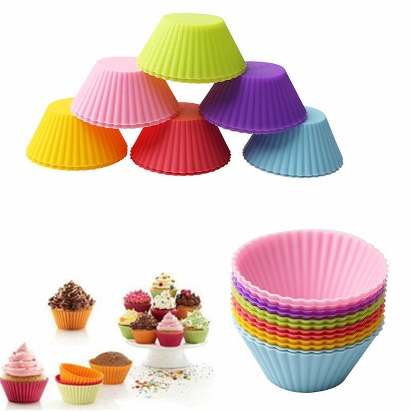 24 Pack Food Grade BPA free Nonstick Mini 6 Designs Cake Pastry Molds Silicone Cupcake Liners Reusable Baking Muffin Cups