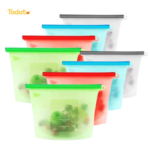 Leakproof Dishwasher Safe Reusable Ziplock Vacuum Fresh Food Freezer Bag Platinum Silicone Food Storage Bag