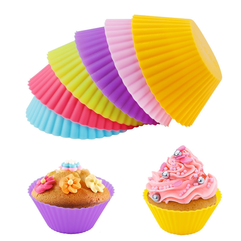 24 Pack Food Grade BPA free Nonstick Mini 6 Designs Cake Pastry Molds Silicone Cupcake Liners Reusable Baking Muffin Cups