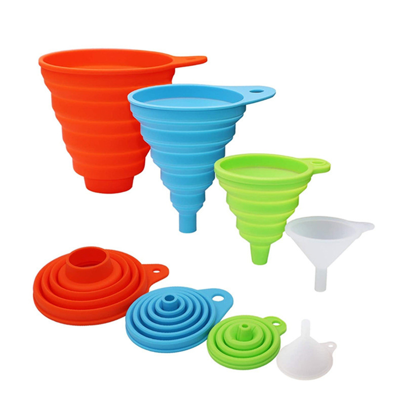 6 Sizes BPA Free Collapsible Foldable Silicone Folding Funnel For Kitchen Gadgets