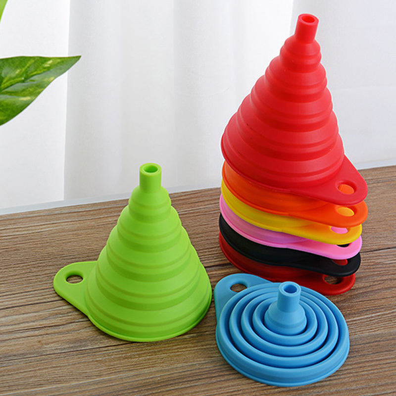 6 Sizes BPA Free Collapsible Foldable Silicone Folding Funnel For Kitchen Gadgets