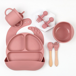 New Design Suction Plate Childrenbaby SilIcone Baby Gift Newborn Feeding Tableware Sets With Bowl