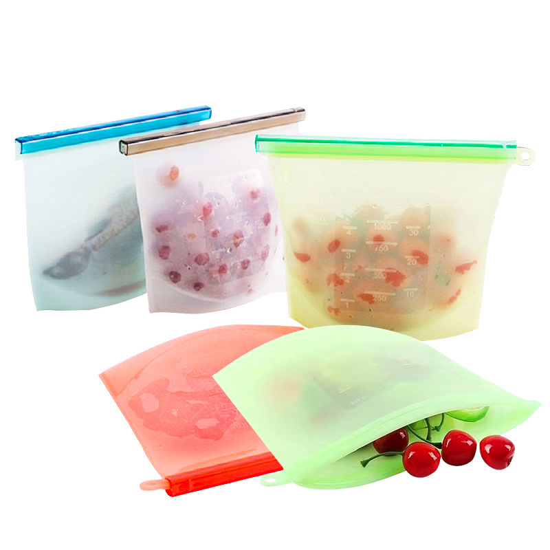 Reusable Eco-friendly Leakproof Ziplock Silicone Fruit Snack Milk Sandwich Bag Silicone Freezer Food Storage Bag