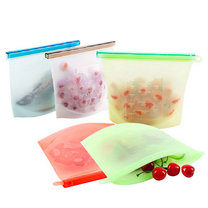 Reusable Eco-friendly Leakproof Ziplock Silicone Fruit Snack Milk Sandwich Bag Silicone Freezer Food Storage Bag