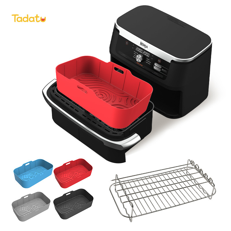 Customization 10.4L Reusable Thick Rectangle Air Fryer Basket Pot Silicone Air Fryer Liners for Ninja AF500UK