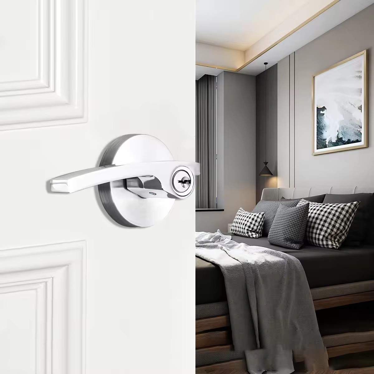 Hot Sale Modern Design Security Entrance Square Tubular Interior Door Heavy Duty Door Lock Handle With Key