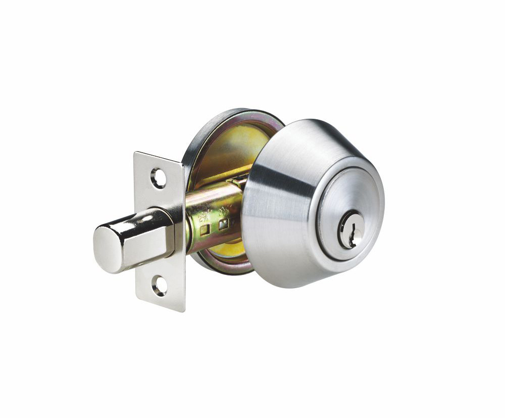 Stainless Steel Deadbolt With Resist Sawing Latch And Brass Cylinder Door Lock With Satin Nickel Finish Single  double cylinder