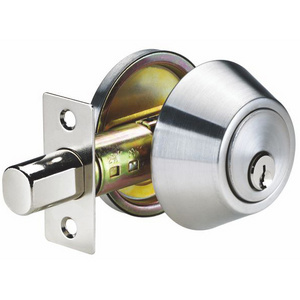 Stainless Steel Deadbolt With Resist Sawing Latch And Brass Cylinder Door Lock With Satin Nickel Finish Single  double cylinder