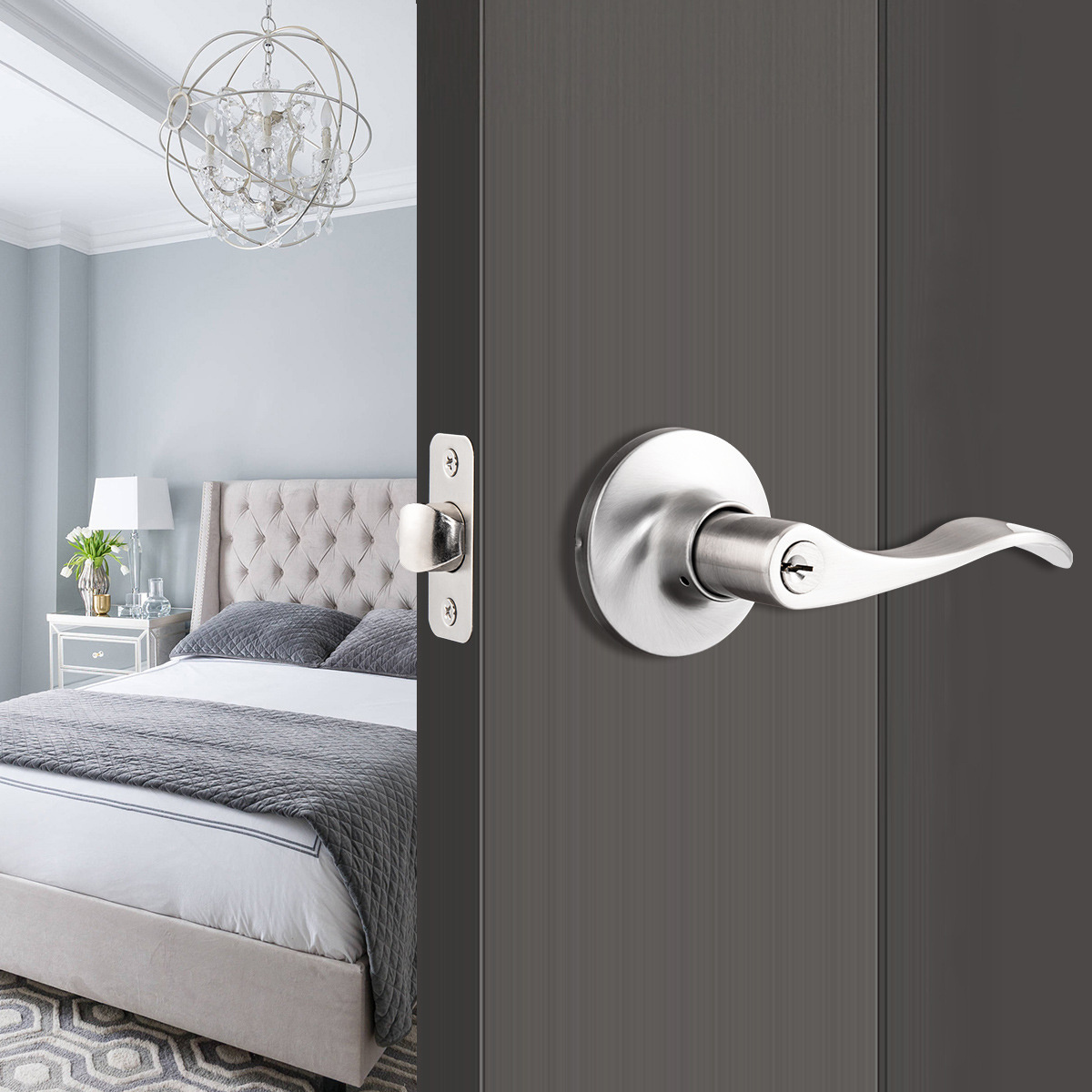 Easy Install Door Lever Lock Security Locks Door Handel Lock And Key Entry Wave Lever lockset