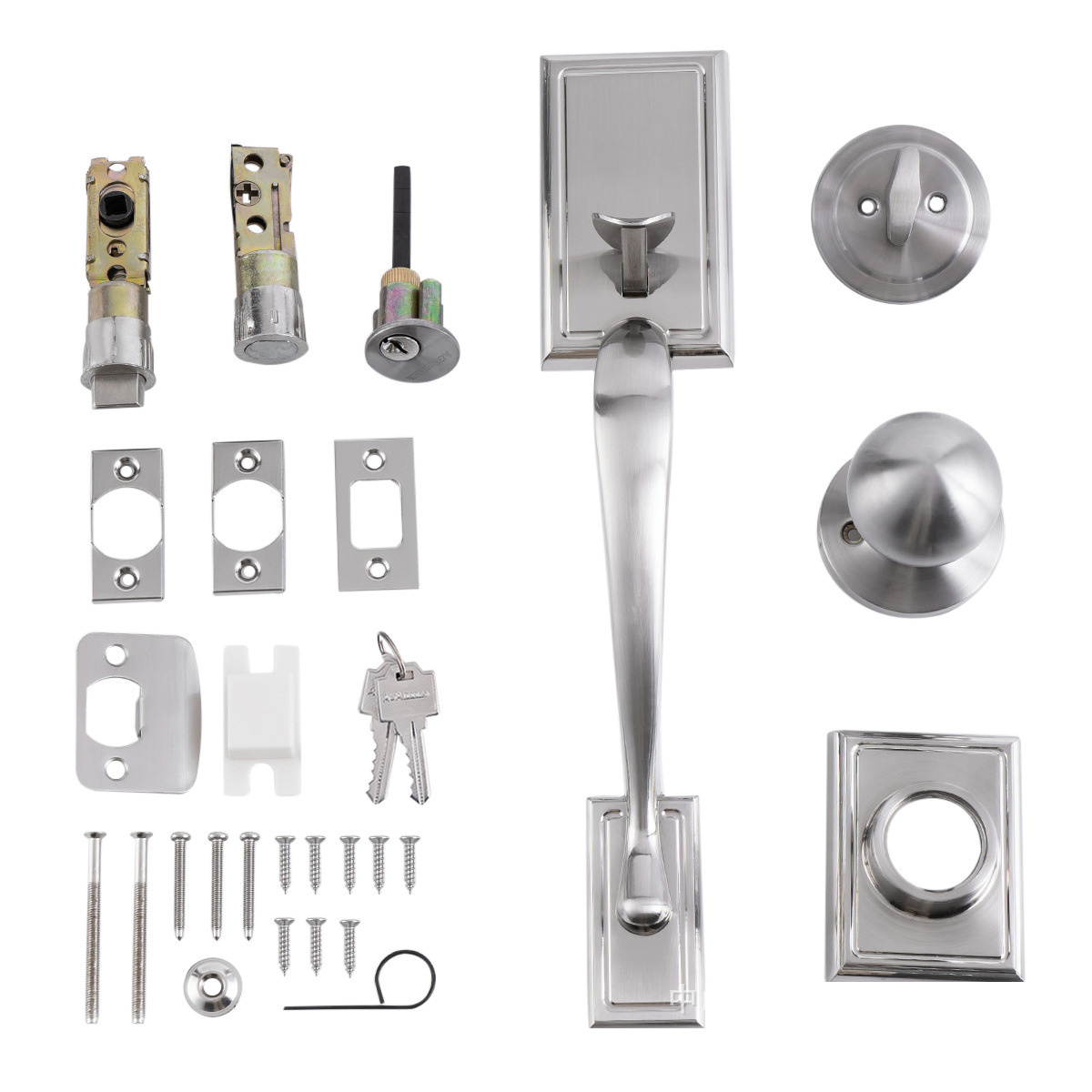 Main Front Door Lock Handleset Handle Set Heavy Duty Zinc Alloy Entrance Door Lock Single Cylinder Deadbolt Gate Lock