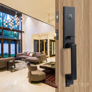 2023 Main Zinc Alloy Adjustable Square Lock House Heavy Duty Black Entry Tubular Handleset Deadbolt Lock Front Lock