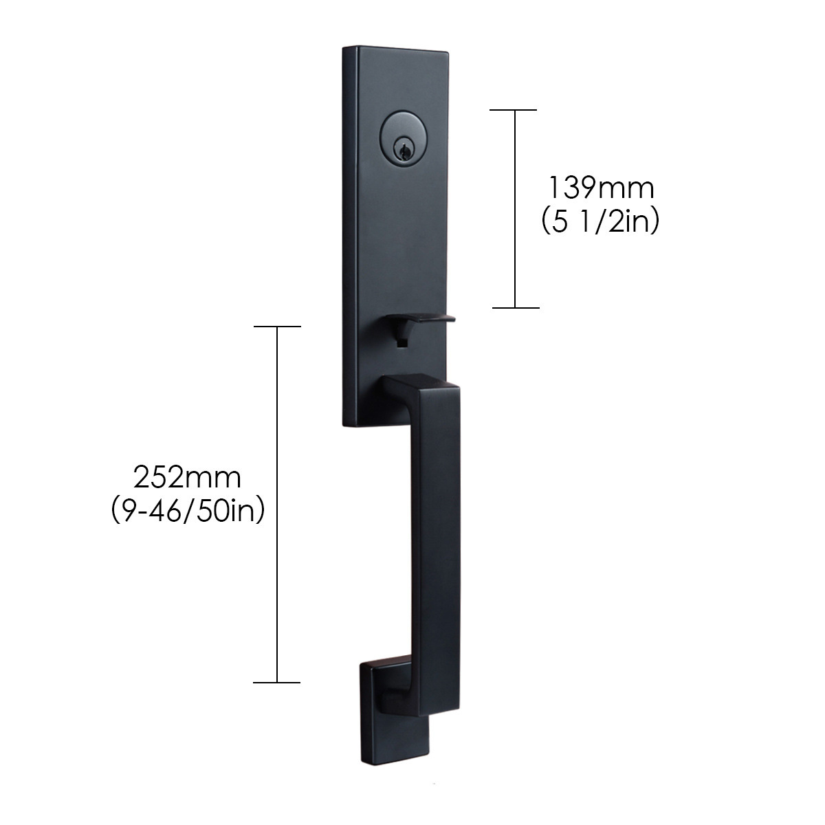 2023 Main Zinc Alloy Adjustable Square Lock House Heavy Duty Black Entry Tubular Handleset Deadbolt Lock Front Lock