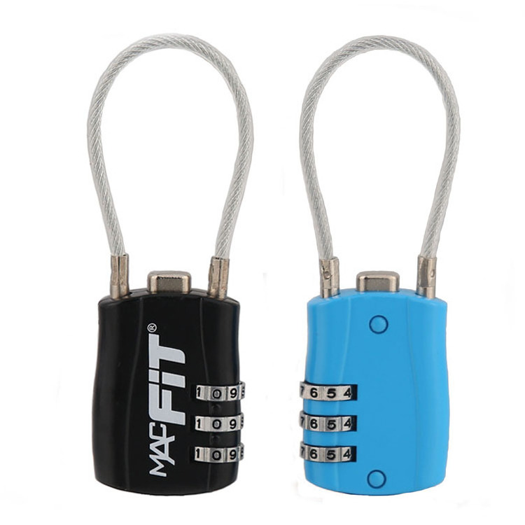 High Quality Steel Cable Shackle Zinc Padlock With 3 Combination Code Wheels