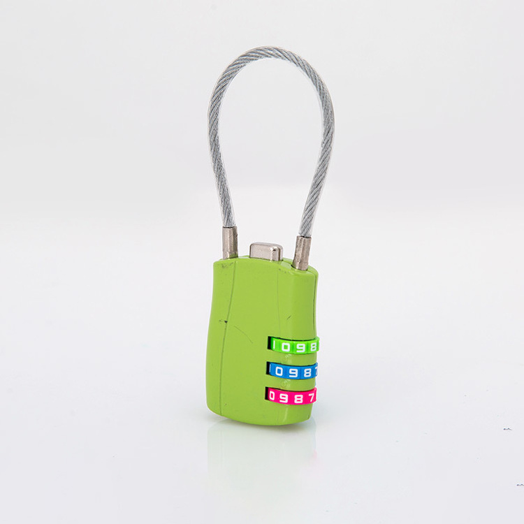 High Quality Steel Cable Shackle Zinc Padlock With 3 Combination Code Wheels