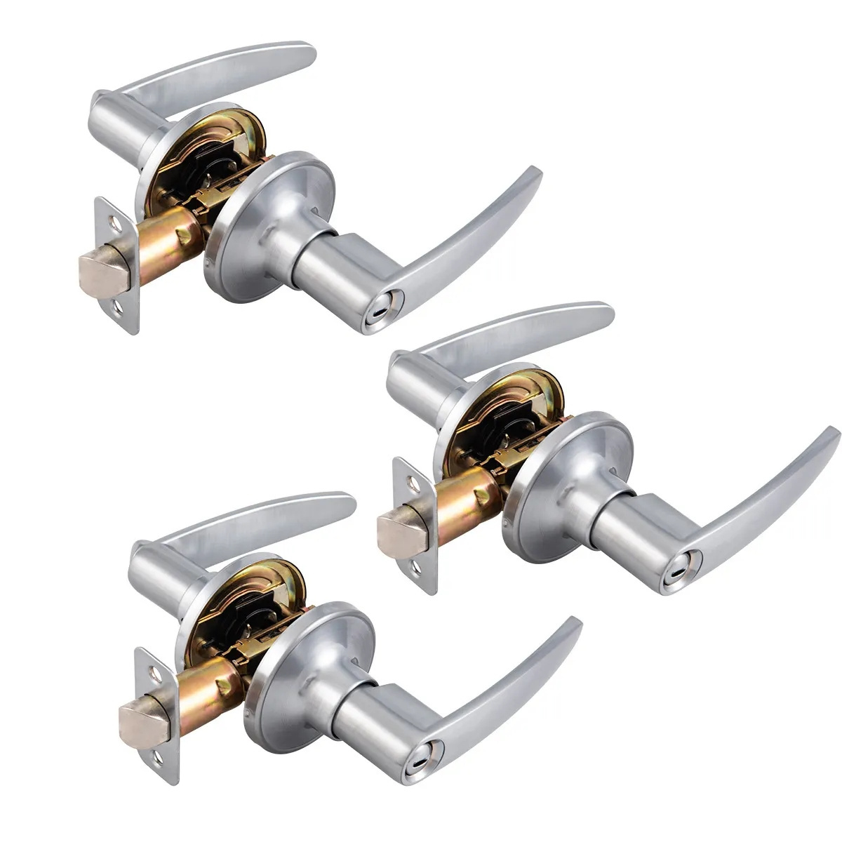 High Quality Cylindrical Residential Leverset Lock Set Door Handle Main Door Handle Lock For Bedroom Bathroom