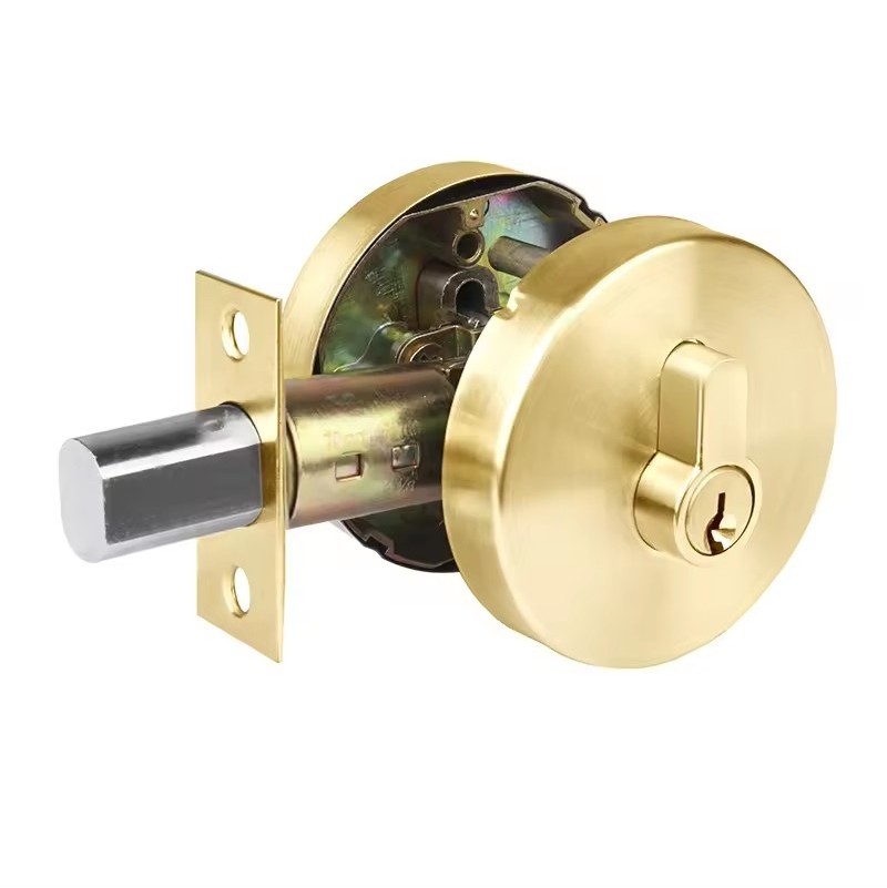 Door Pulls Single and Double Cylinder Deadbolt Matte Black Round Zinc Alloy Deadbolt Brushed Brass Gold Non Smart Deadbolt Lock