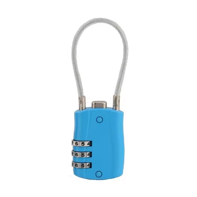 Steel Cable Shackle Zinc Alloy Body 3 Codes Combination Padlock For Luggage Boxes