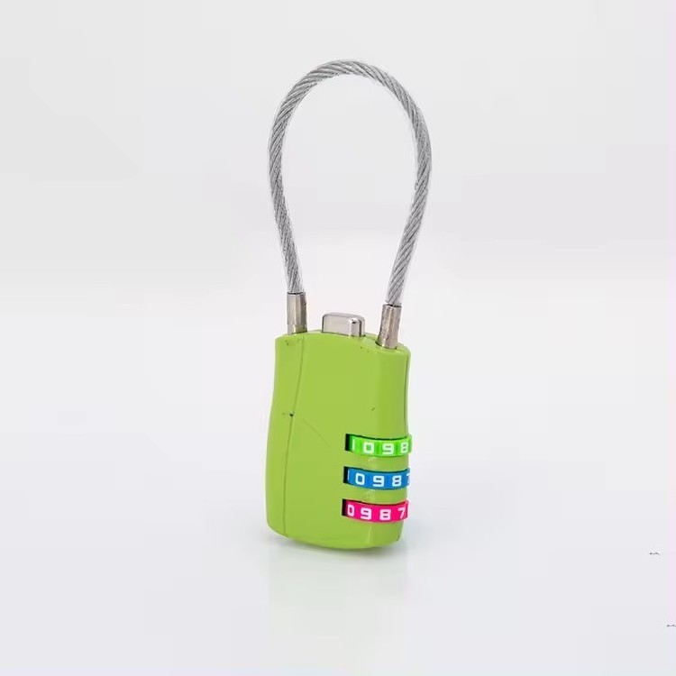 Steel Cable Shackle Zinc Alloy Body 3 Codes Combination Padlock For Luggage Boxes