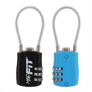 Steel Cable Shackle Zinc Alloy Body 3 Codes Combination Padlock For Luggage Boxes