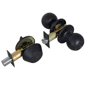 Stainless Steel single deadbolt lock keyed Alike Security entry round knob door lock lockset matte black