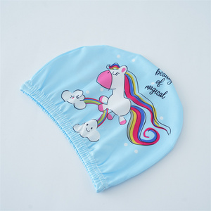 Children's Swim Hats Cartoon Soft Printing Fabric Nylon Swimming Cap