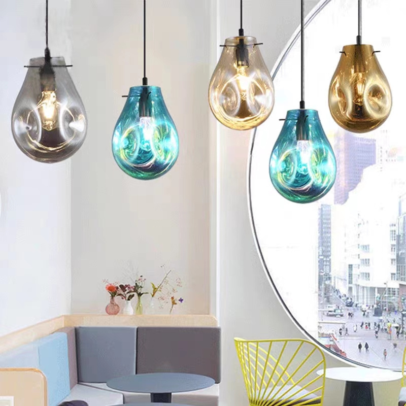 New Product Explosion Postmodern Rain Drop Glass Hanging Lights Dining Room Living Room Bedside Home Decor Pendant Light