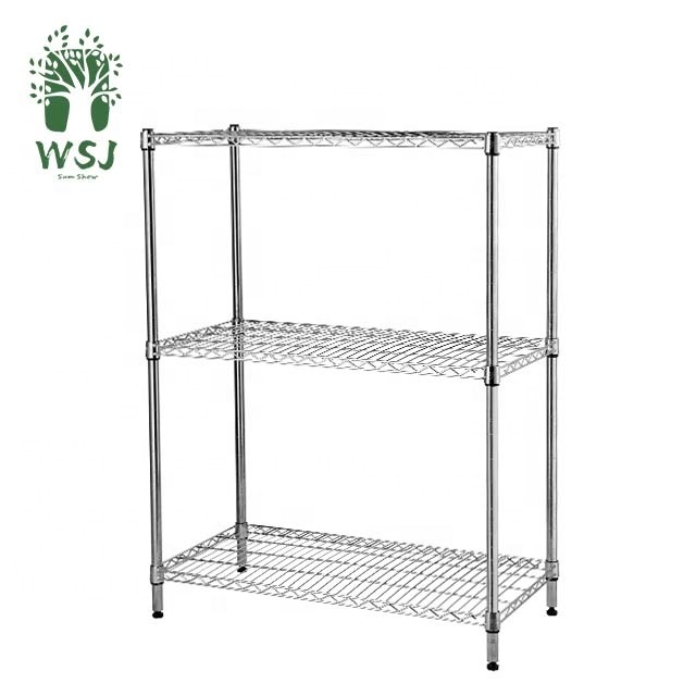 3 Tiers Chrome and Powder Coated Metal Storage Wire Shelf