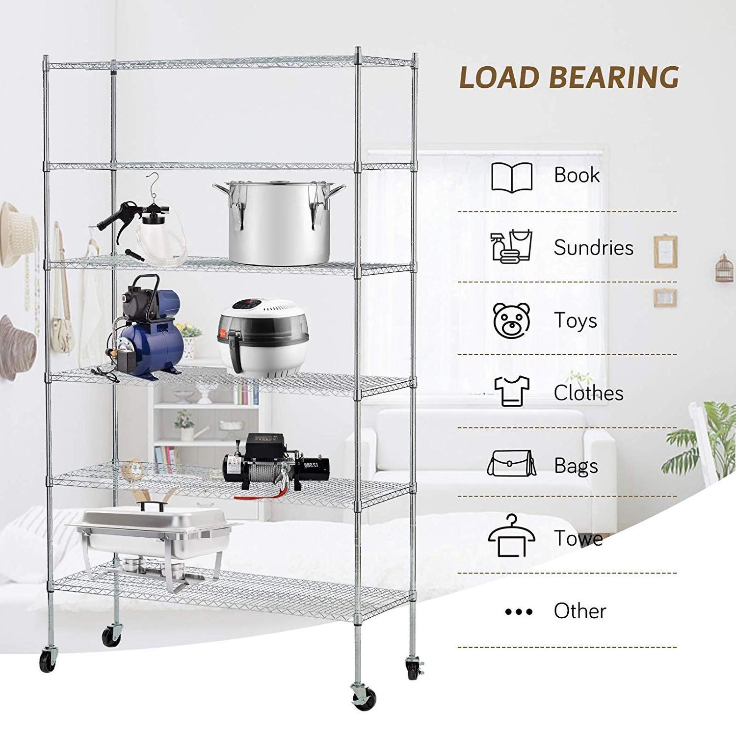 Restaurant Kitchen organizer wire basket home storage Black Mobile Metal wire shelf display racks W-5400b7