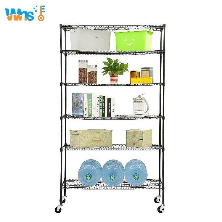 House Storage Black 6 Layer Space Saving Metal Wire Corner Shelf Rack Home Use Kitchen Storage Rack