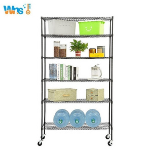 House Storage Black 6 Layer Space Saving Metal Wire Corner Shelf Rack Home Use Kitchen Storage Rack