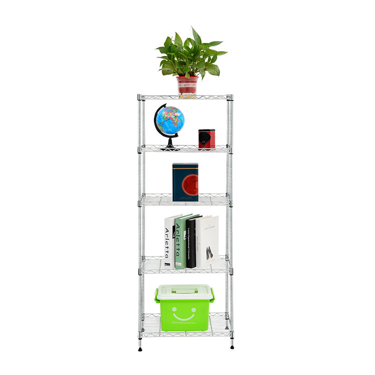 Eco-friendly 5 tier wire rack in bedroom living room furniture storage rack metal storage shelf