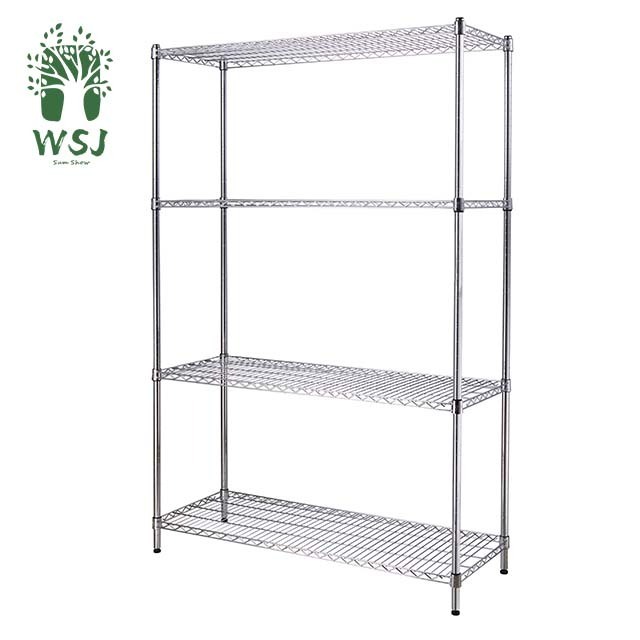 Kitchen Restaurant 4 Tiers Chrome and Powder Coated Metal Storage Wire Shelf/Adjustable Stainless Steel Storage Rack