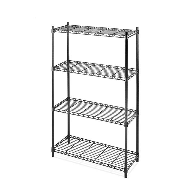 Kitchen Restaurant 4 Tiers Chrome and Powder Coated Metal Storage Wire Shelf/Adjustable Stainless Steel Storage Rack