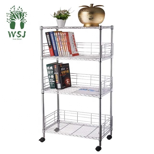 4 Tiers Chrome and Powder Coated Metal Storage Wire Shelf