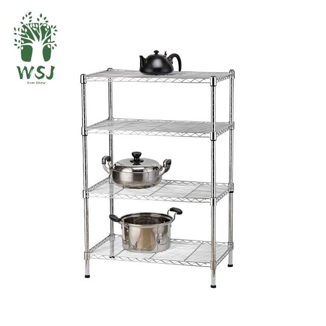 4 Tiers Chrome and Powder Coated Metal Storage Wire Shelf