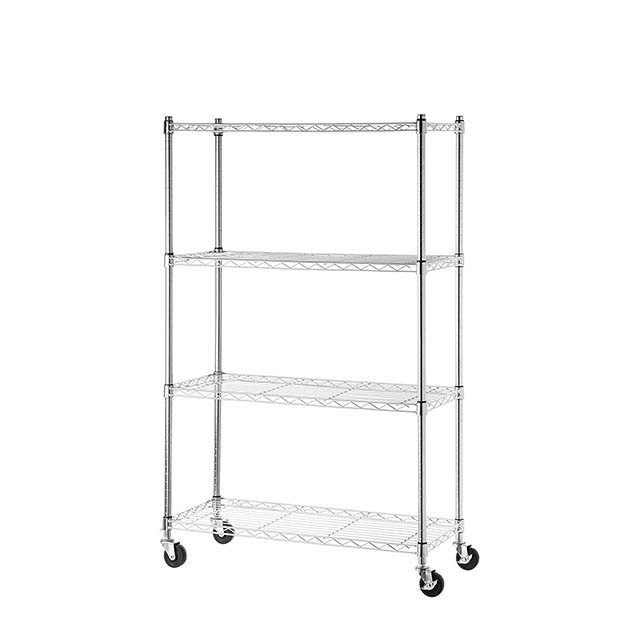 4 Tiers Chrome and Powder Coated Metal Storage Wire Shelf