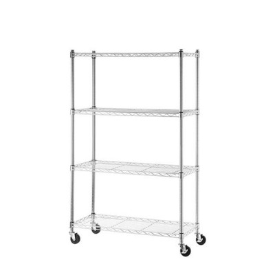 4 Tiers Chrome and Powder Coated Metal Storage Wire Shelf